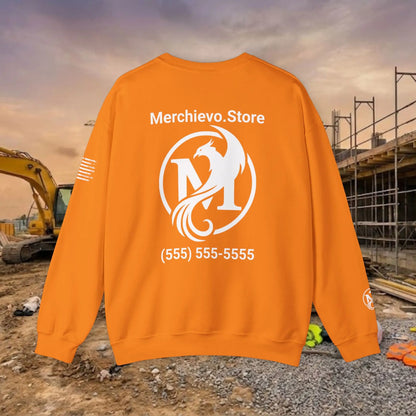 Custom Workwear Crewneck Sweatshirt – Center Chest Logo & Name (Gildan Heavy Blend)
