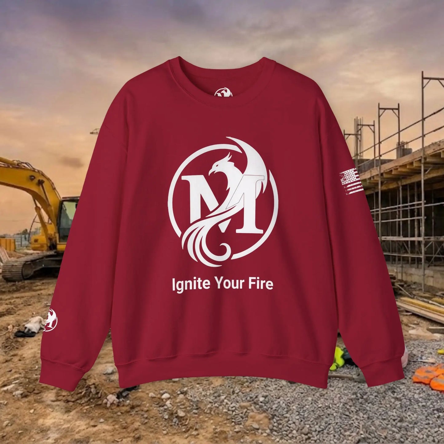 Custom Workwear Crewneck Sweatshirt – Center Chest Logo & Name (Gildan Heavy Blend)