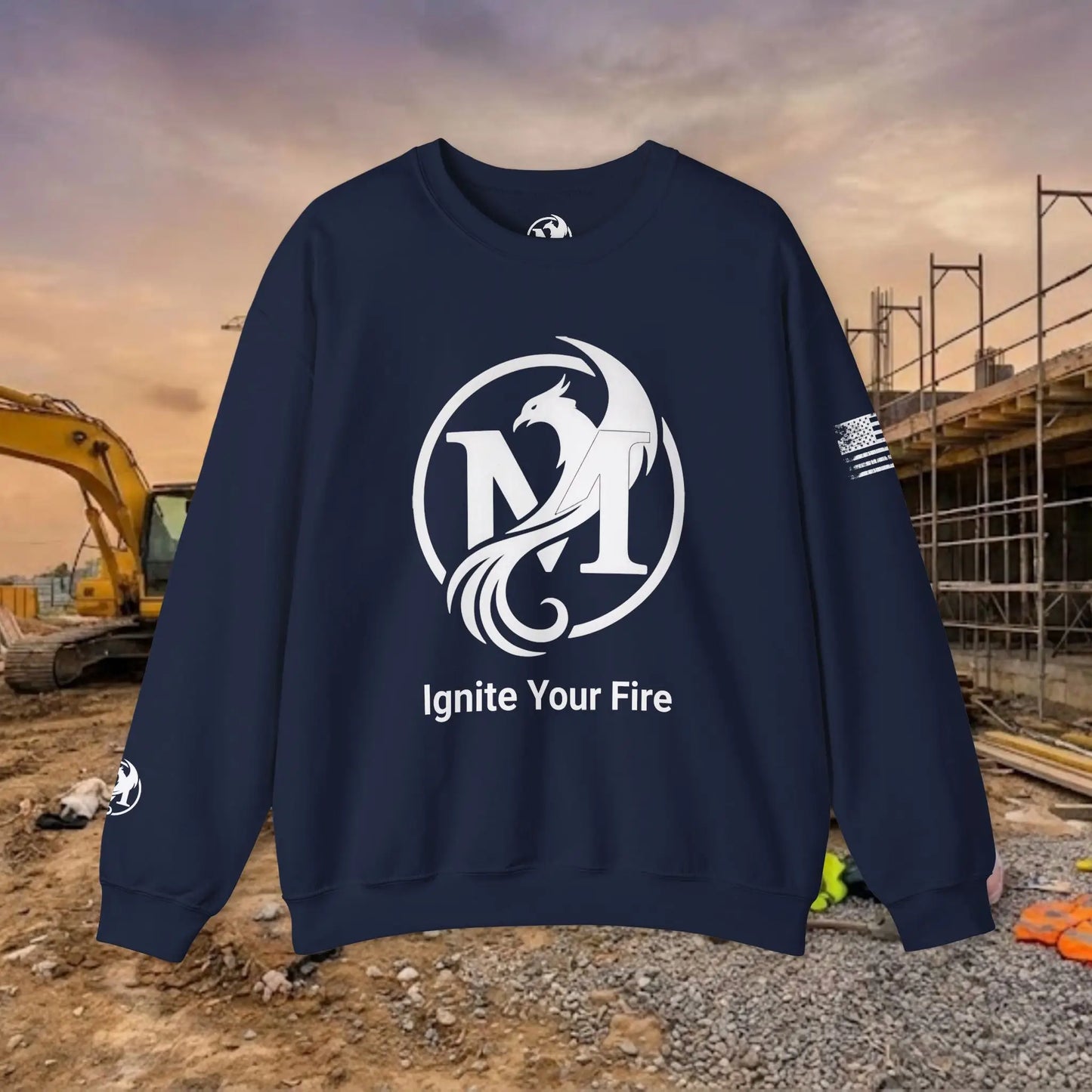 Custom Workwear Crewneck Sweatshirt – Center Chest Logo & Name (Gildan Heavy Blend)