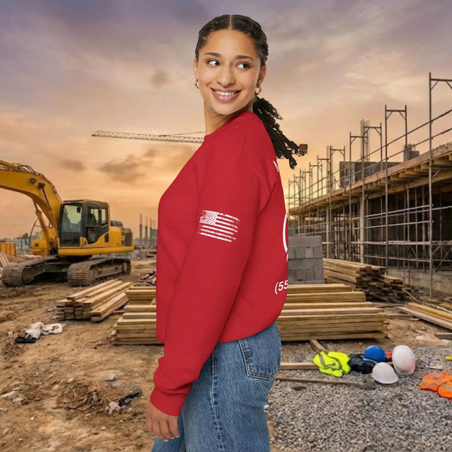 Custom Workwear Crewneck Sweatshirt – Center Chest Logo & Name (Gildan Heavy Blend)