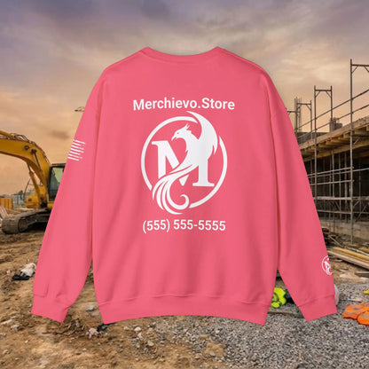 Custom Workwear Crewneck Sweatshirt – Center Chest Logo & Name (Gildan Heavy Blend)