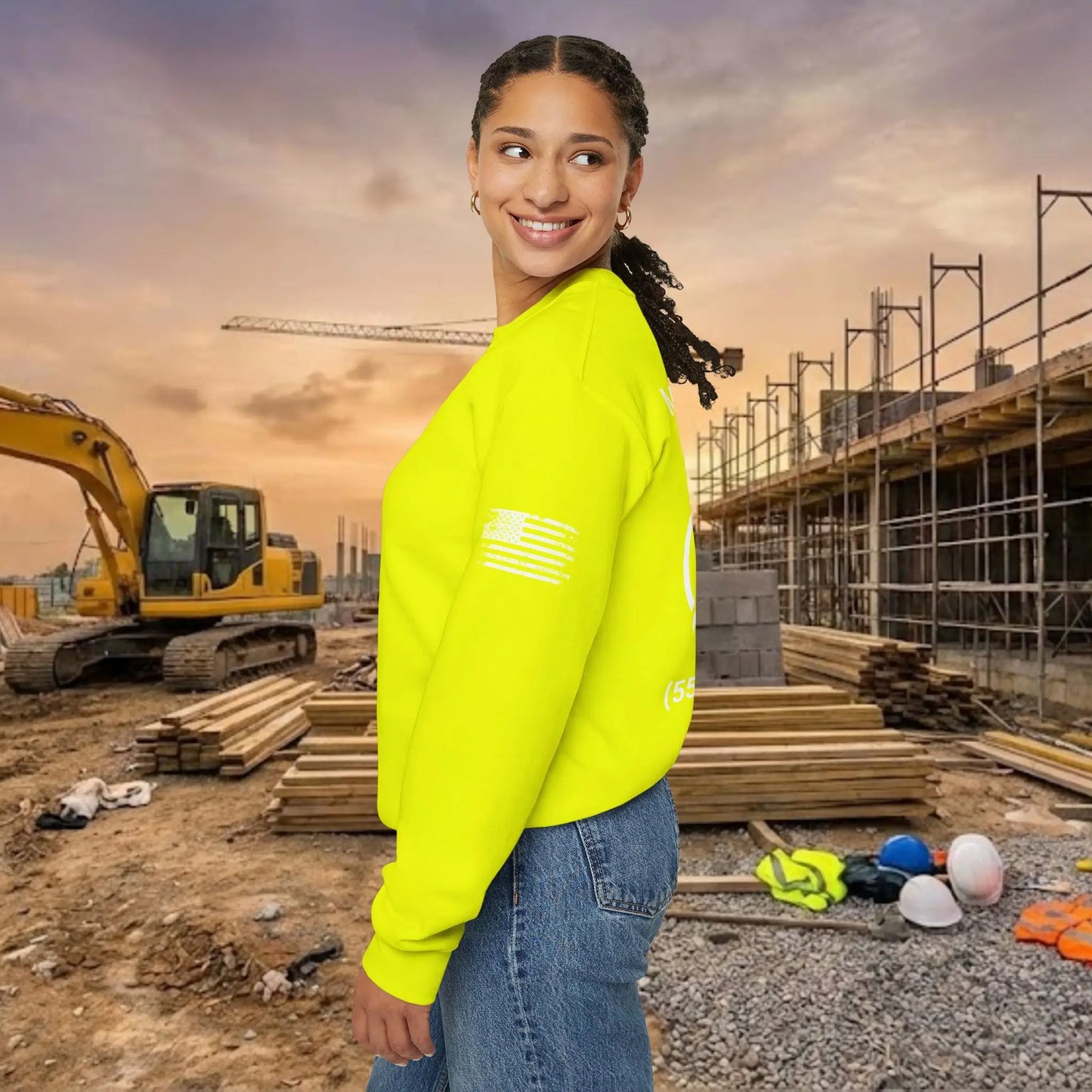 Custom Workwear Crewneck Sweatshirt – Center Chest Logo & Name (Gildan Heavy Blend)