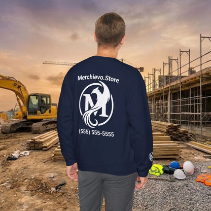 Custom Workwear Crewneck Sweatshirt – Center Chest Logo & Name (Gildan Heavy Blend)