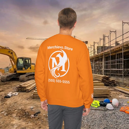 Custom Workwear Crewneck Sweatshirt – Center Chest Logo & Name (Gildan Heavy Blend)