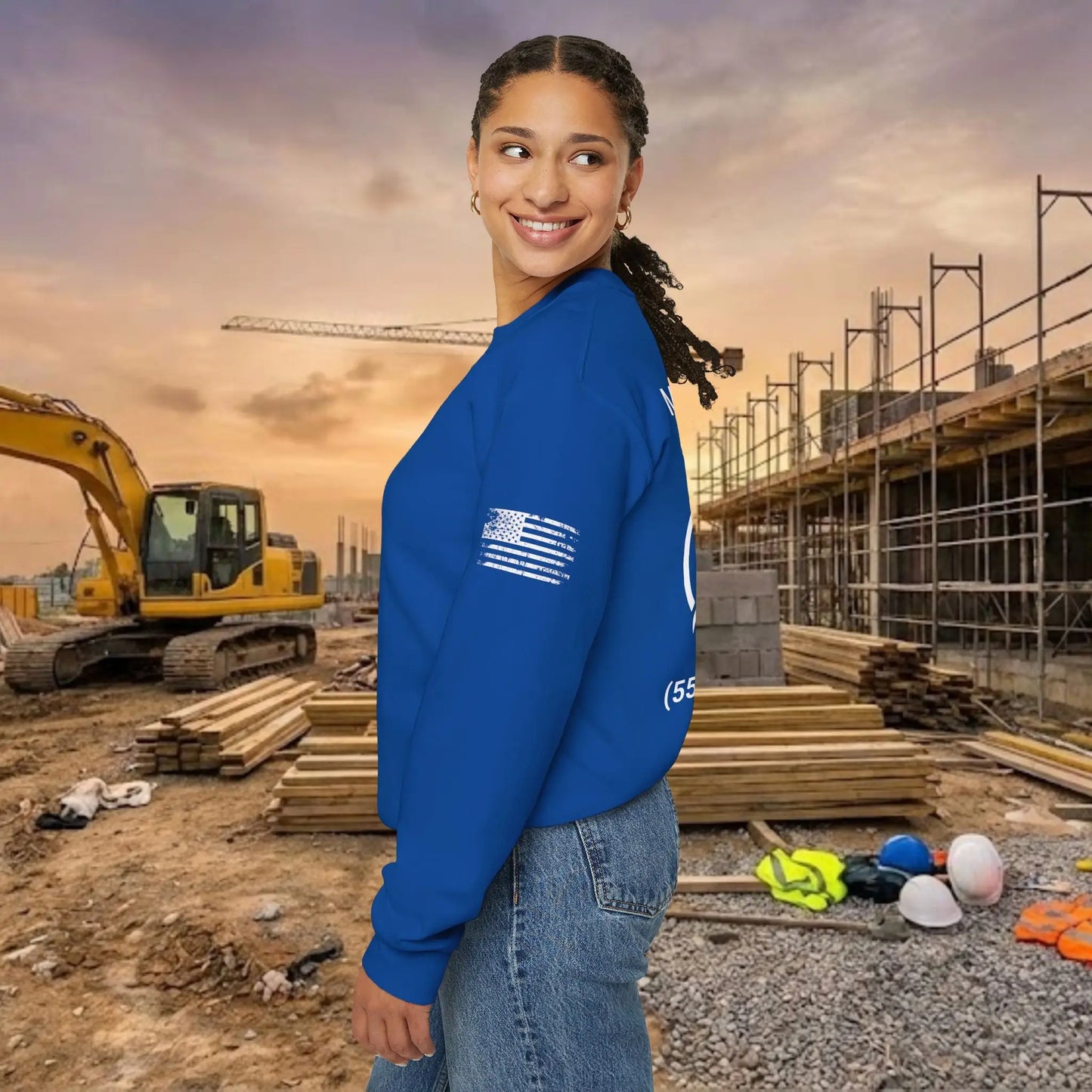 Custom Workwear Crewneck Sweatshirt – Center Chest Logo & Name (Gildan Heavy Blend)