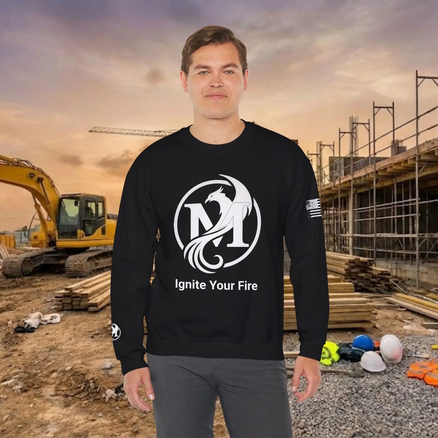 Custom Workwear Crewneck Sweatshirt – Center Chest Logo & Name (Gildan Heavy Blend)