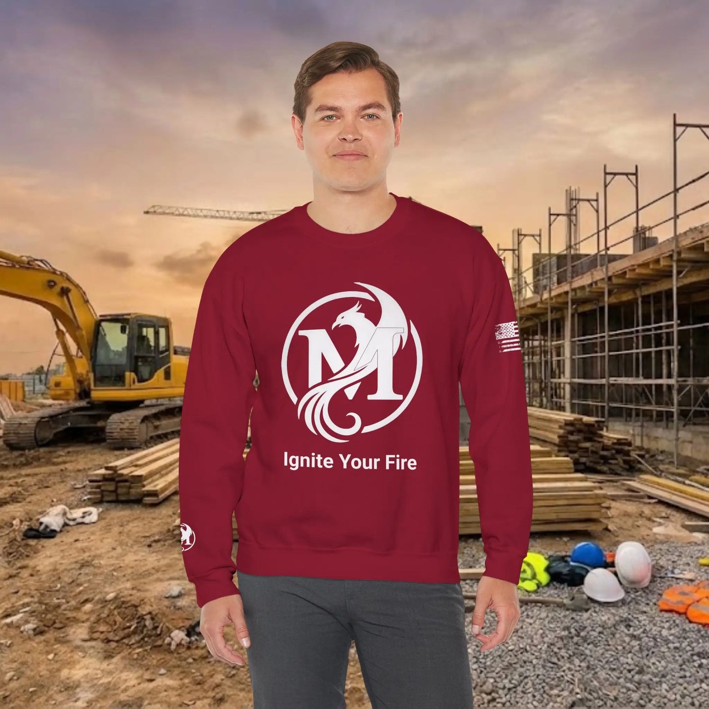 Custom Workwear Crewneck Sweatshirt – Center Chest Logo & Name (Gildan Heavy Blend)