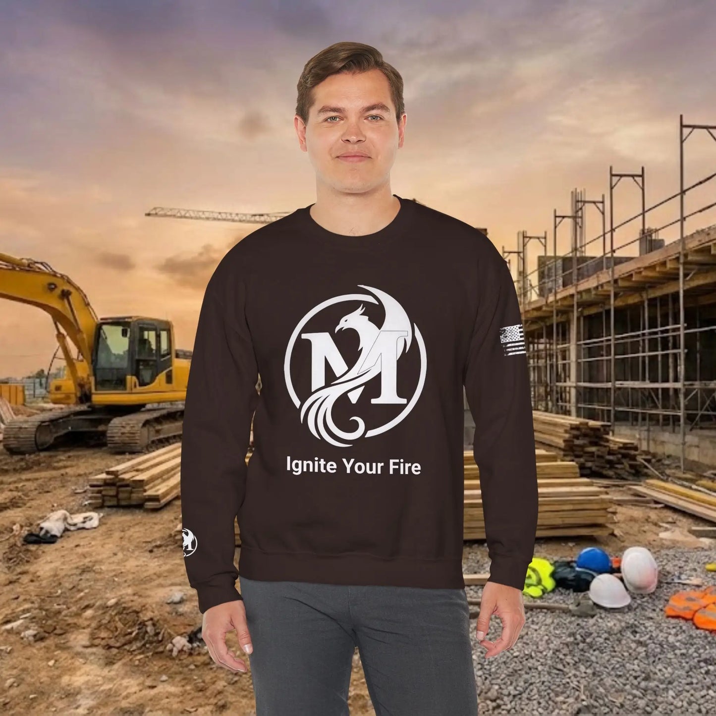 Custom Workwear Crewneck Sweatshirt – Center Chest Logo & Name (Gildan Heavy Blend)