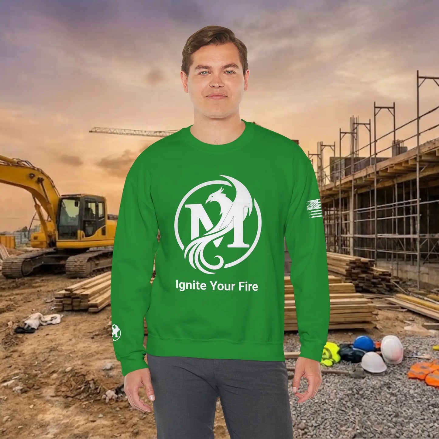 Custom Workwear Crewneck Sweatshirt – Center Chest Logo & Name (Gildan Heavy Blend)
