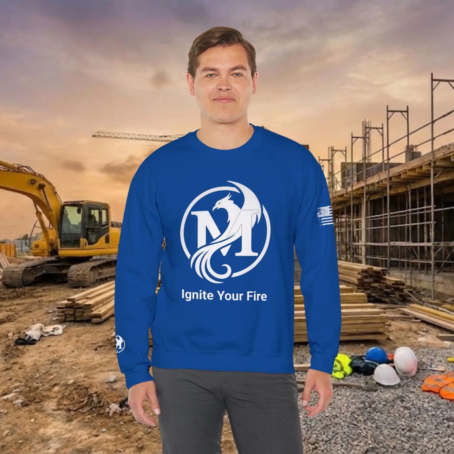 Custom Workwear Crewneck Sweatshirt – Center Chest Logo & Name (Gildan Heavy Blend)