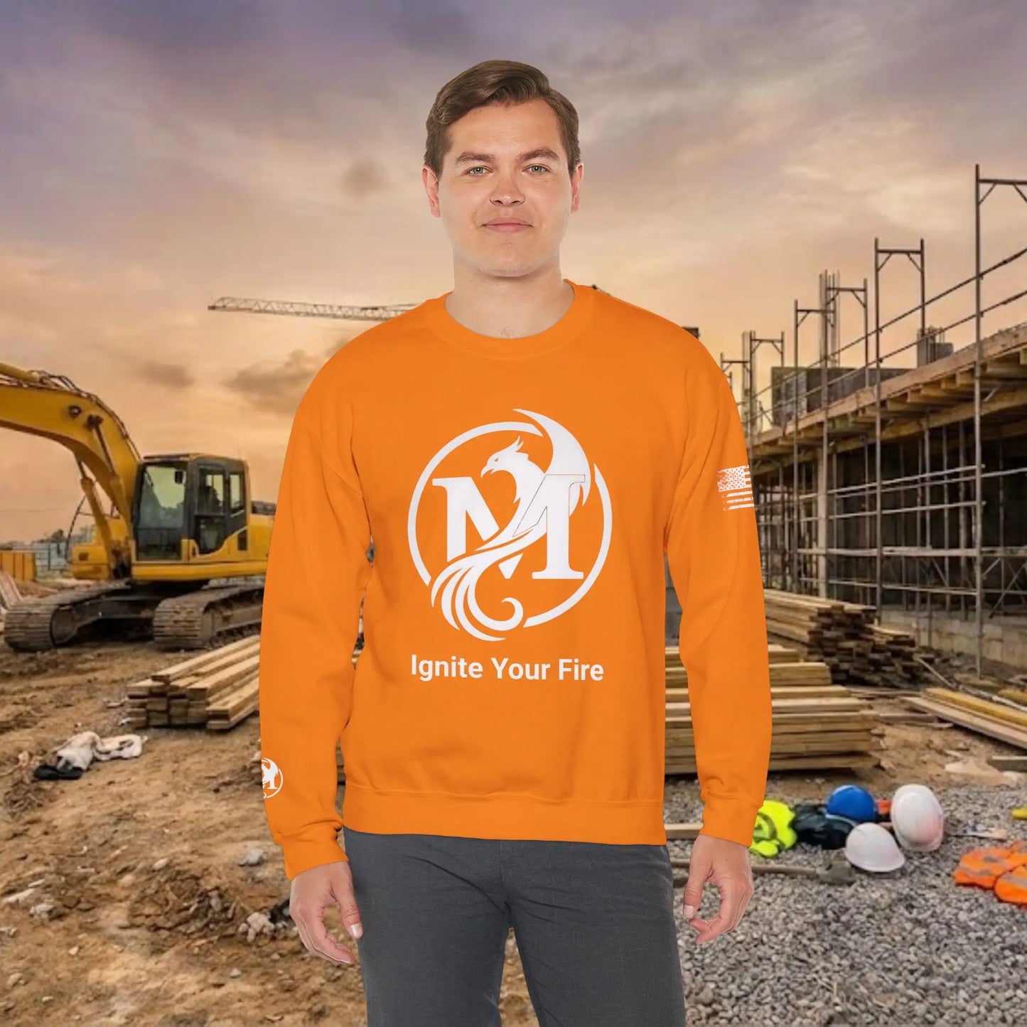 Custom Workwear Crewneck Sweatshirt – Center Chest Logo & Name (Gildan Heavy Blend)