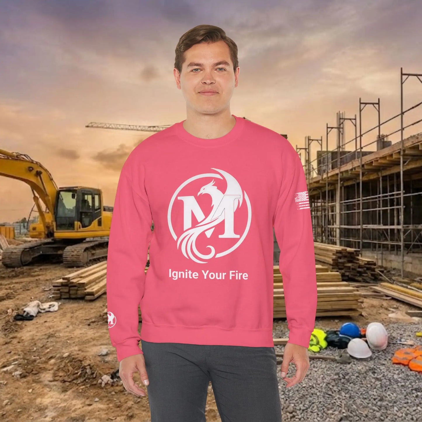 Custom Workwear Crewneck Sweatshirt – Center Chest Logo & Name (Gildan Heavy Blend)