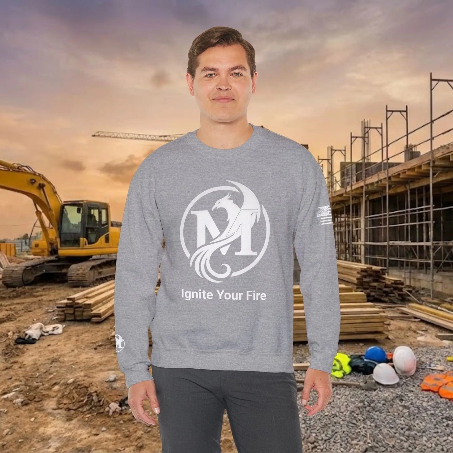 Custom Workwear Crewneck Sweatshirt – Center Chest Logo & Name (Gildan Heavy Blend)