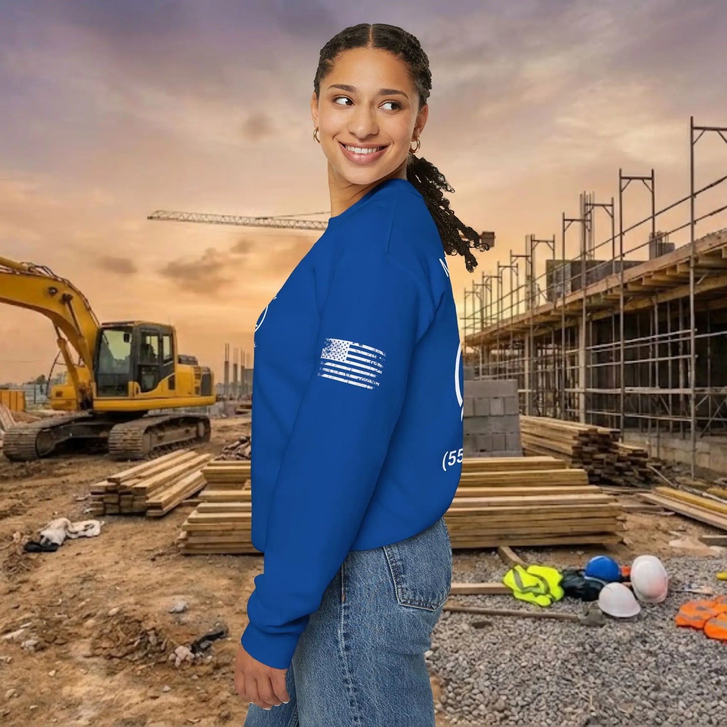 Custom Workwear Crewneck Sweatshirt – Left Chest Logo & Name (Gildan Heavy Blend)