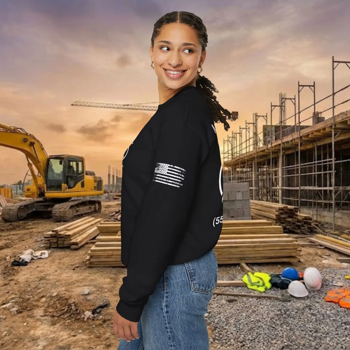 Custom Workwear Crewneck Sweatshirt – Left Chest Logo & Name (Gildan Heavy Blend)