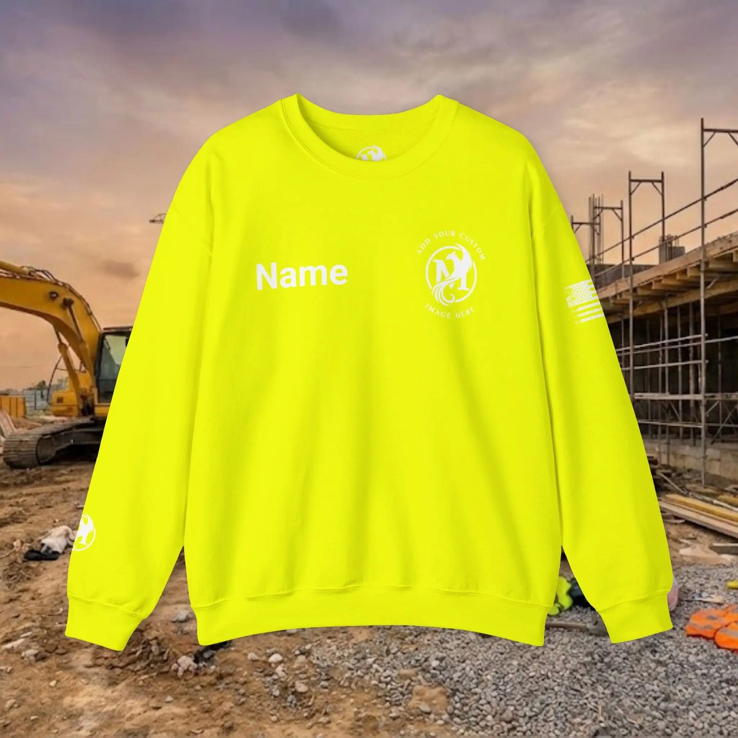 Custom Workwear Crewneck Sweatshirt – Left Chest Logo & Name (Gildan Heavy Blend)