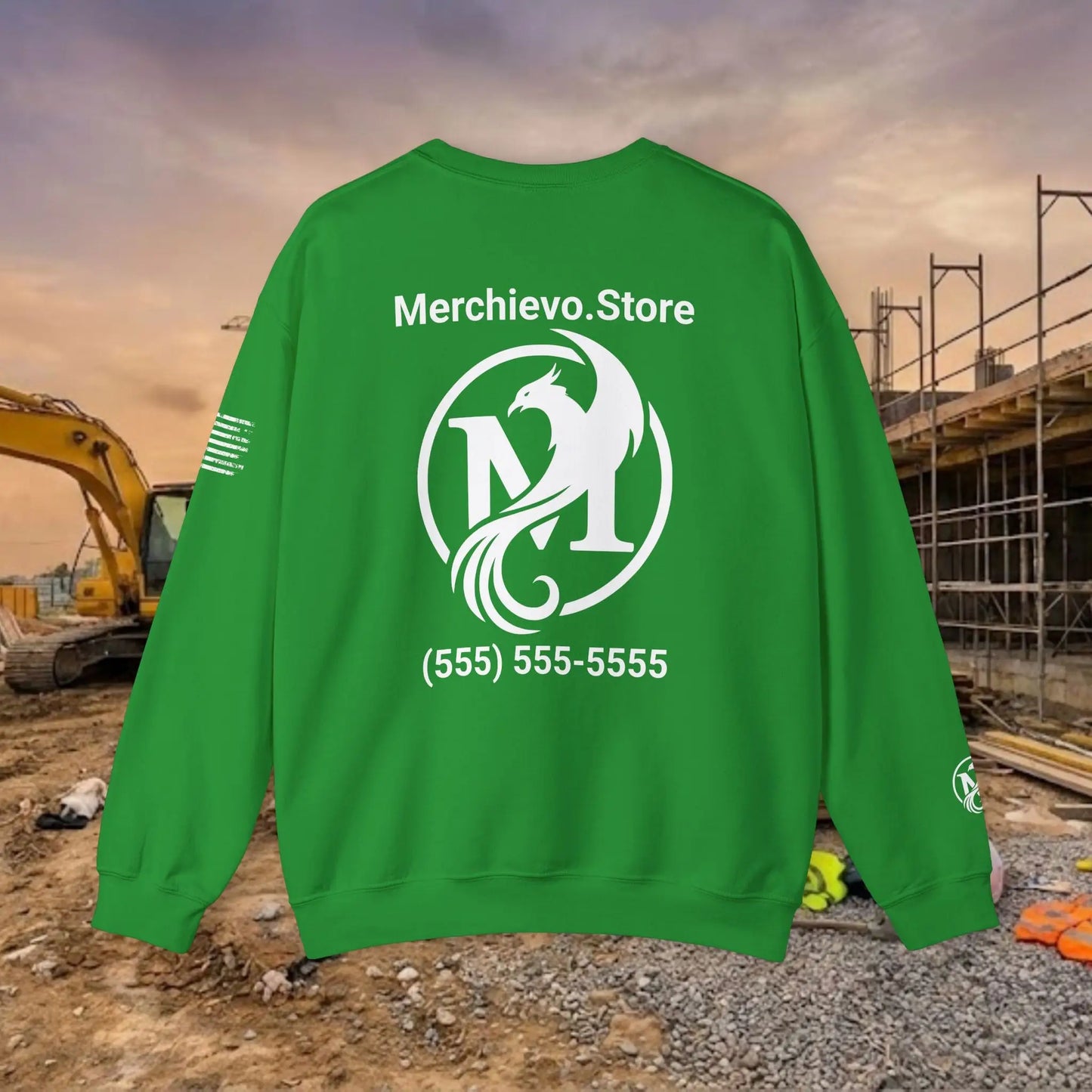 Custom Workwear Crewneck Sweatshirt – Left Chest Logo & Name (Gildan Heavy Blend)