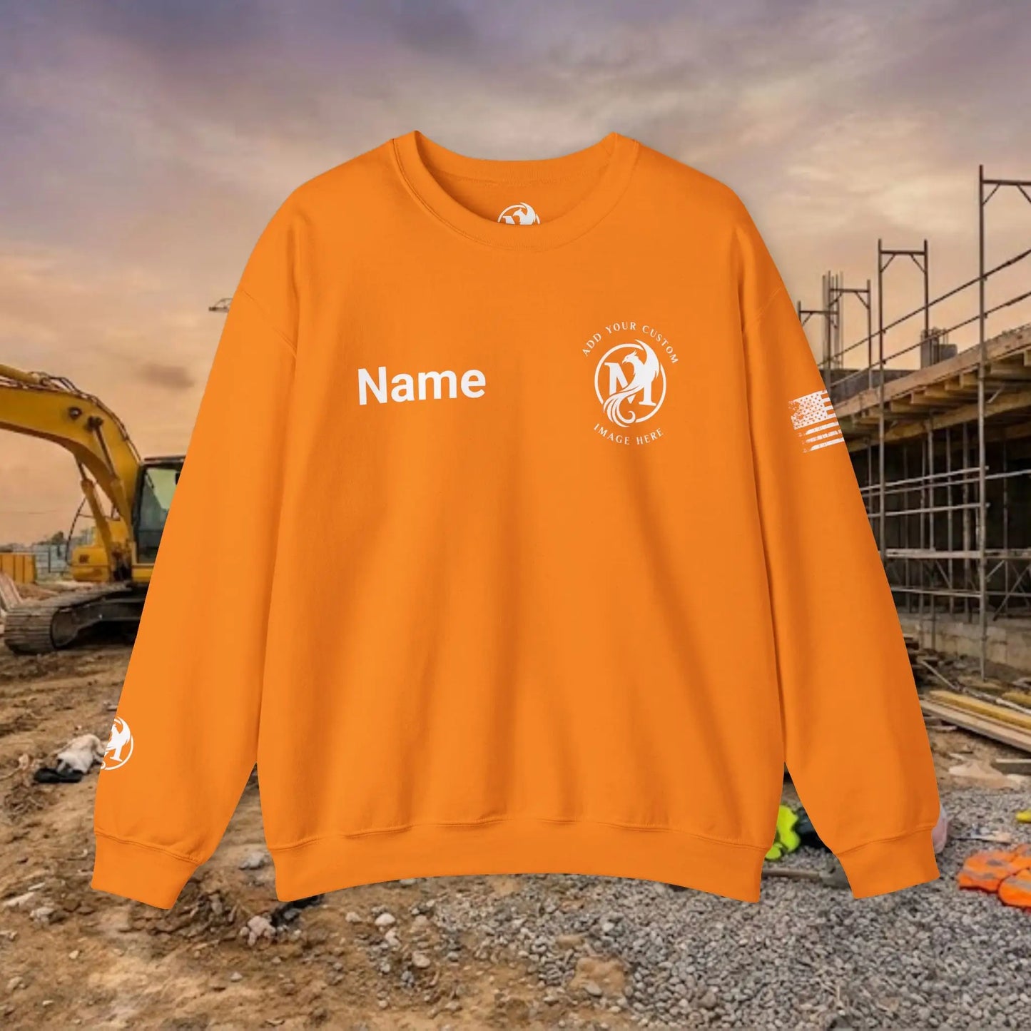 Custom Workwear Crewneck Sweatshirt – Left Chest Logo & Name (Gildan Heavy Blend)