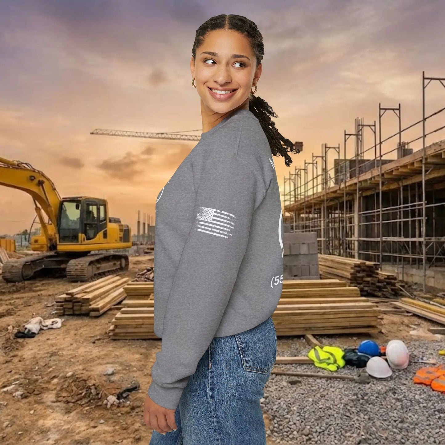 Custom Workwear Crewneck Sweatshirt – Left Chest Logo & Name (Gildan Heavy Blend)
