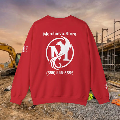 Custom Workwear Crewneck Sweatshirt – Left Chest Logo & Name (Gildan Heavy Blend)