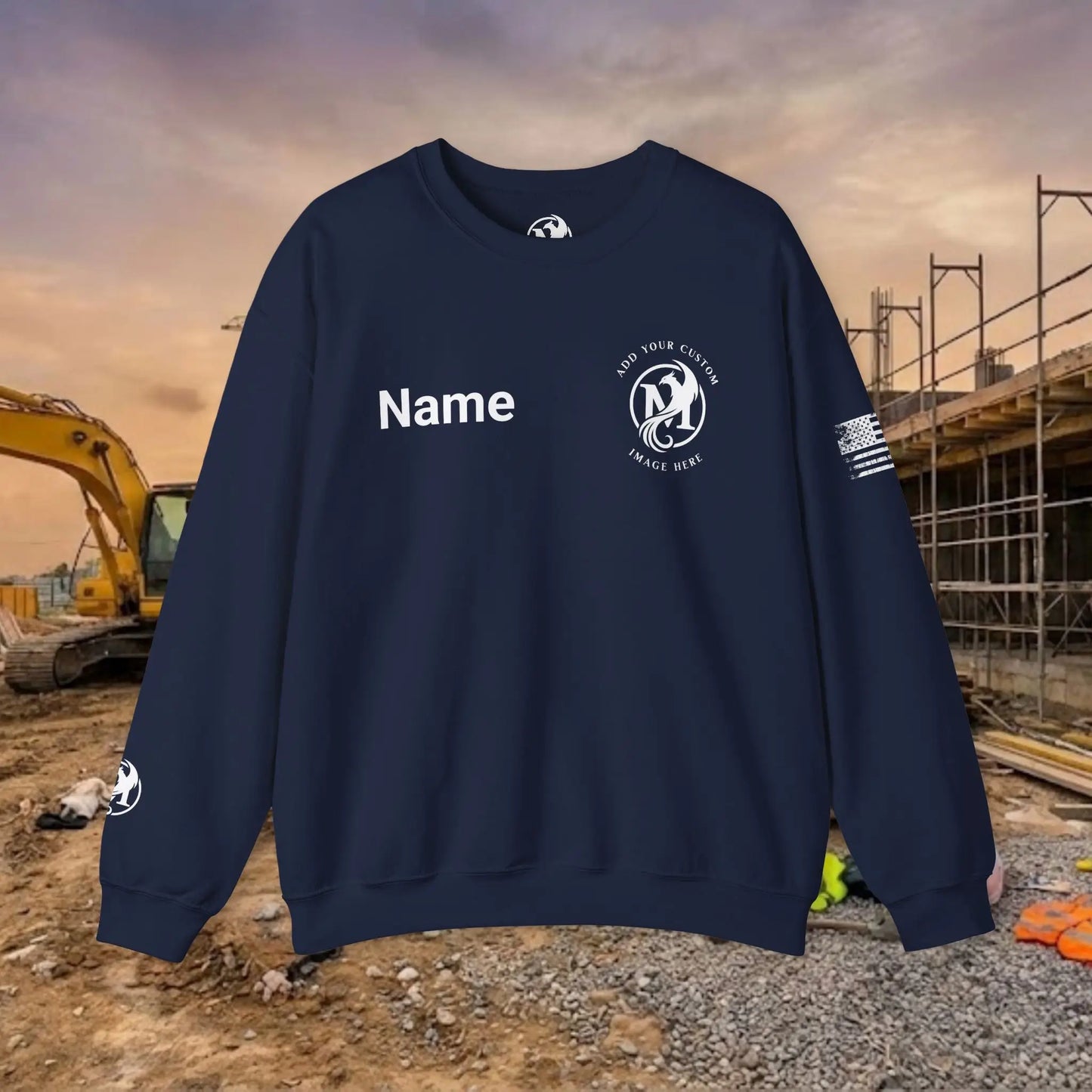 Custom Workwear Crewneck Sweatshirt – Left Chest Logo & Name (Gildan Heavy Blend)