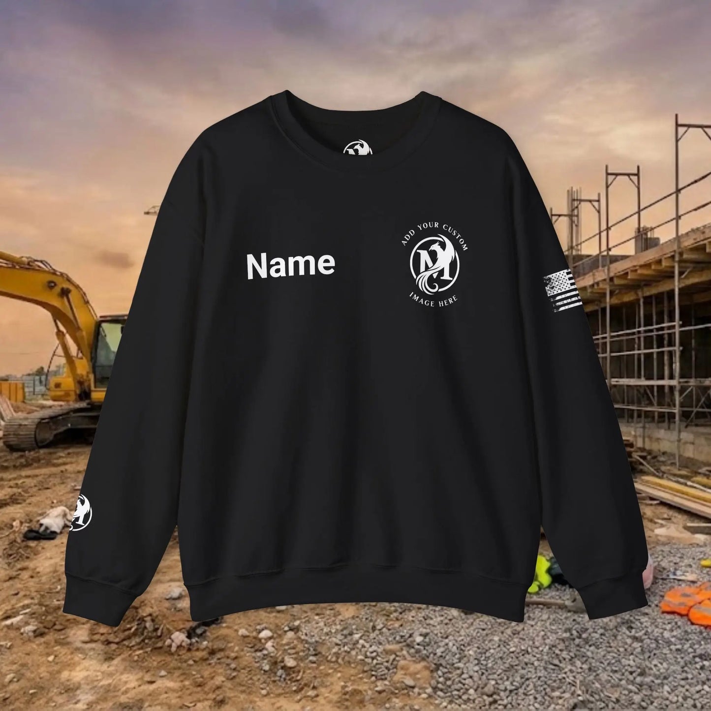 Custom Workwear Crewneck Sweatshirt – Left Chest Logo & Name (Gildan Heavy Blend)