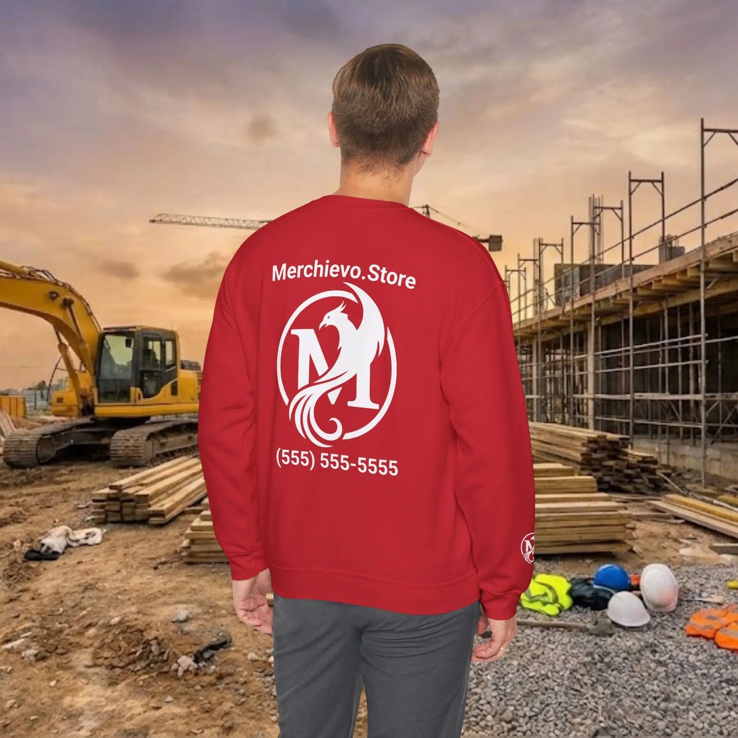 Custom Workwear Crewneck Sweatshirt – Left Chest Logo & Name (Gildan Heavy Blend)