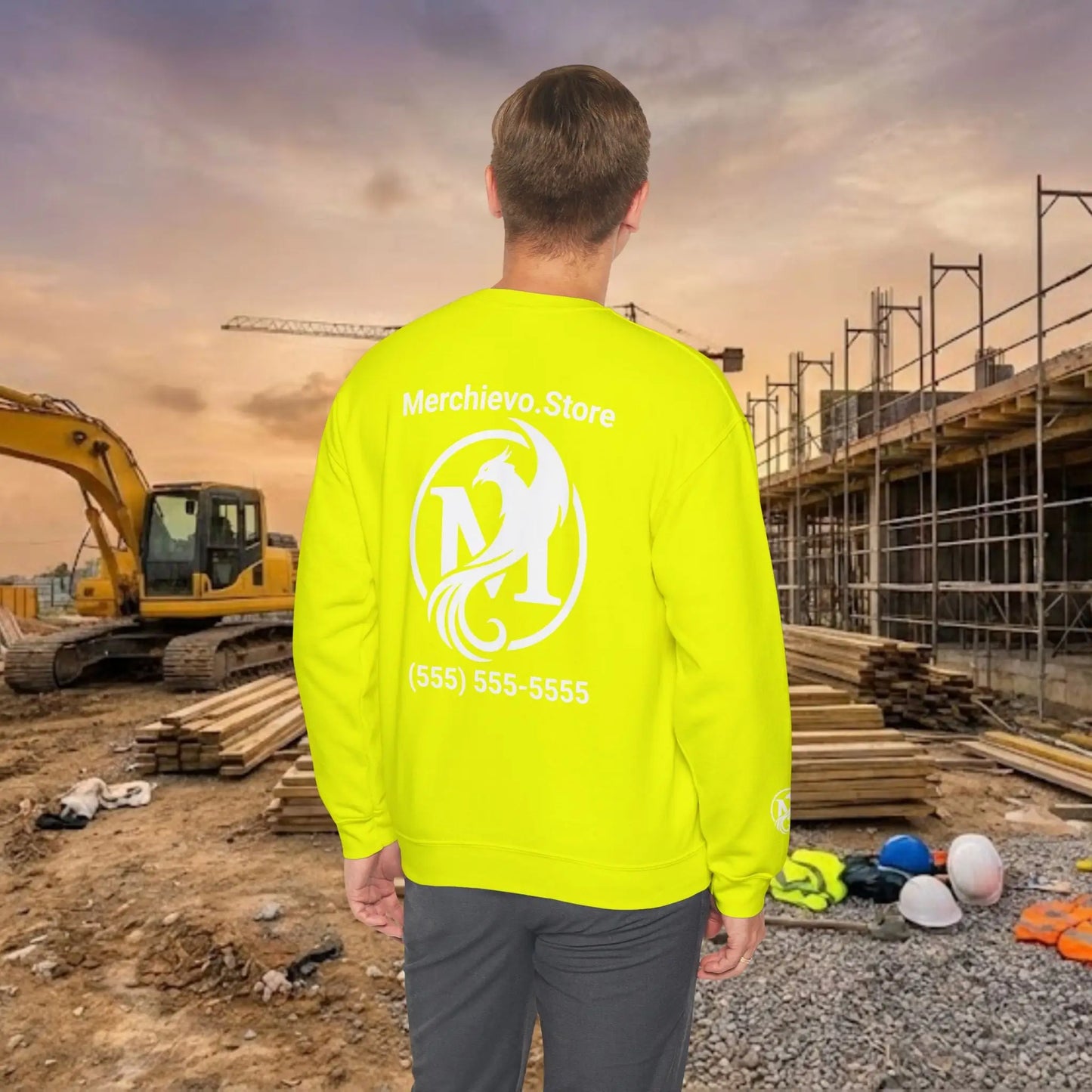 Custom Workwear Crewneck Sweatshirt – Left Chest Logo & Name (Gildan Heavy Blend)