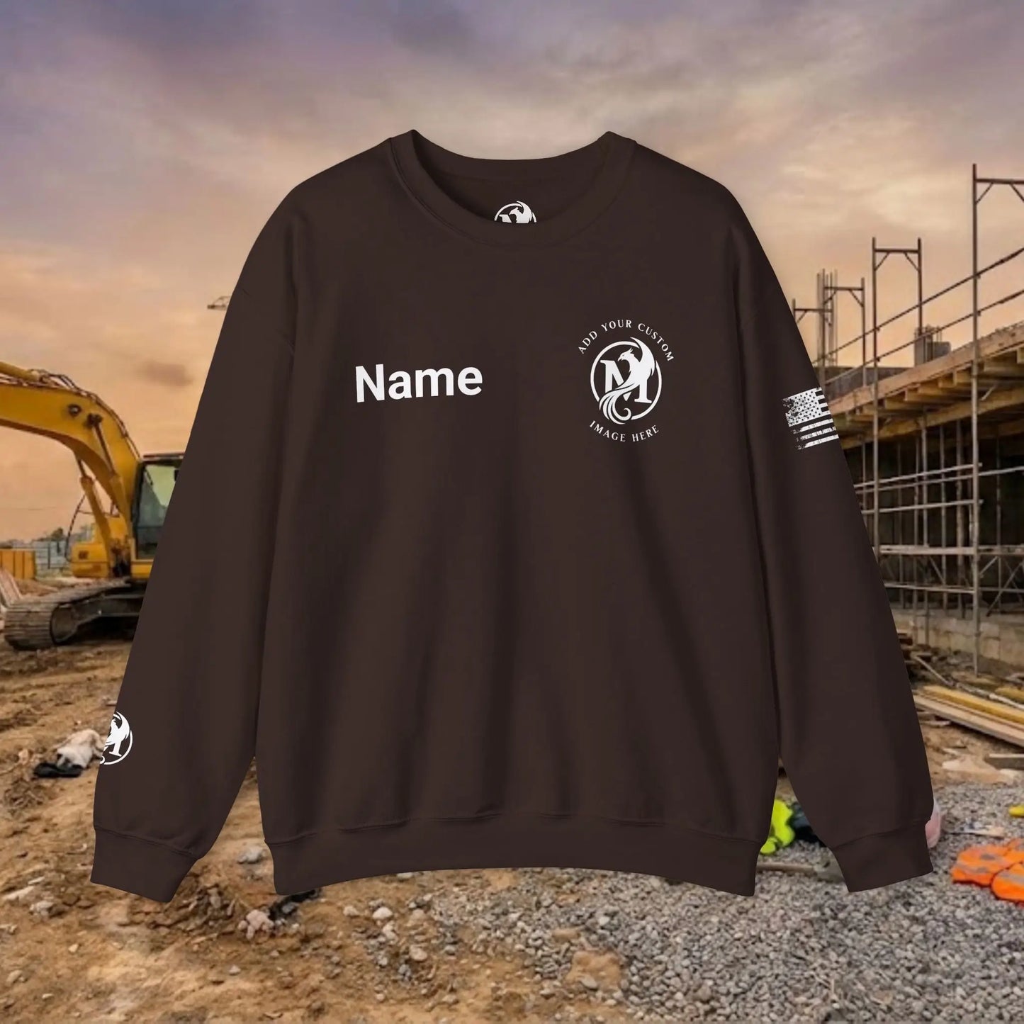 Custom Workwear Crewneck Sweatshirt – Left Chest Logo & Name (Gildan Heavy Blend)