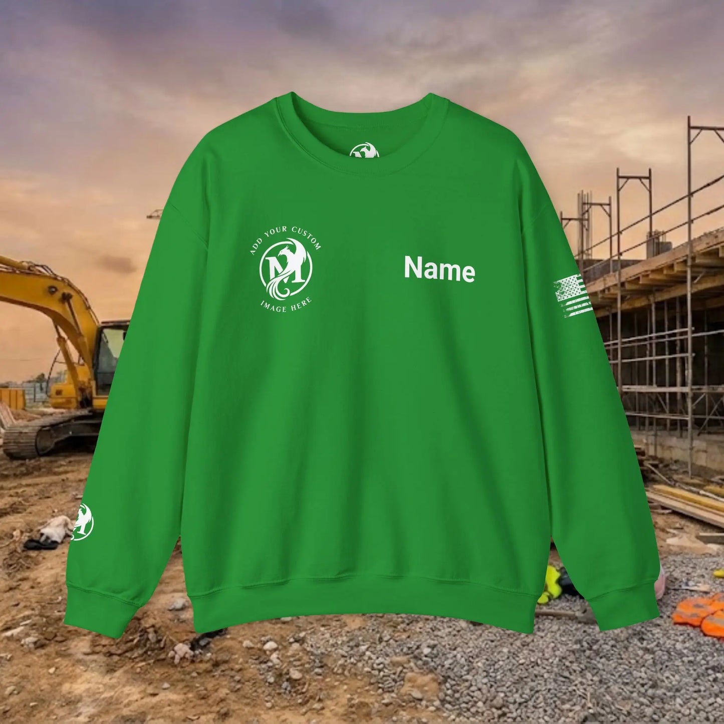 Custom Workwear Crewneck Sweatshirt – Right Chest Logo & Name (Gildan Heavy Blend)