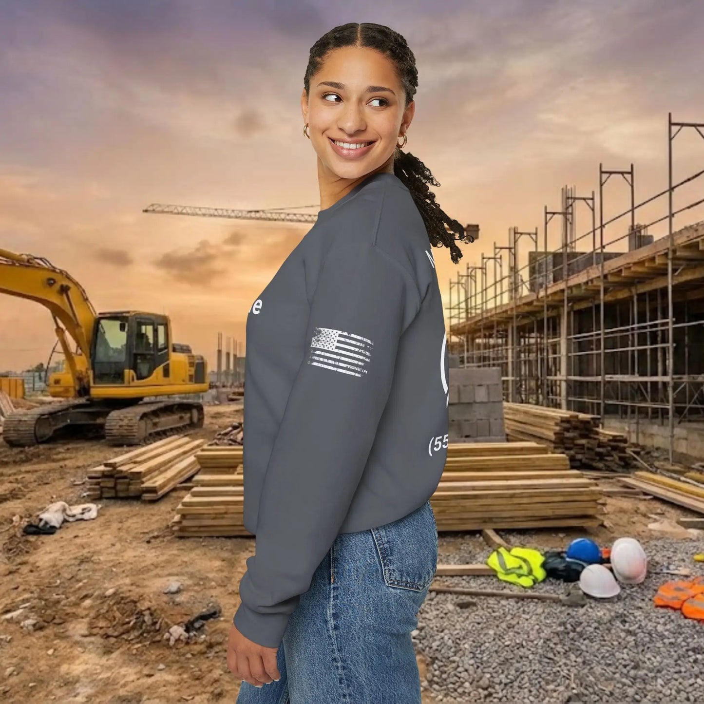 Custom Workwear Crewneck Sweatshirt – Right Chest Logo & Name (Gildan Heavy Blend)