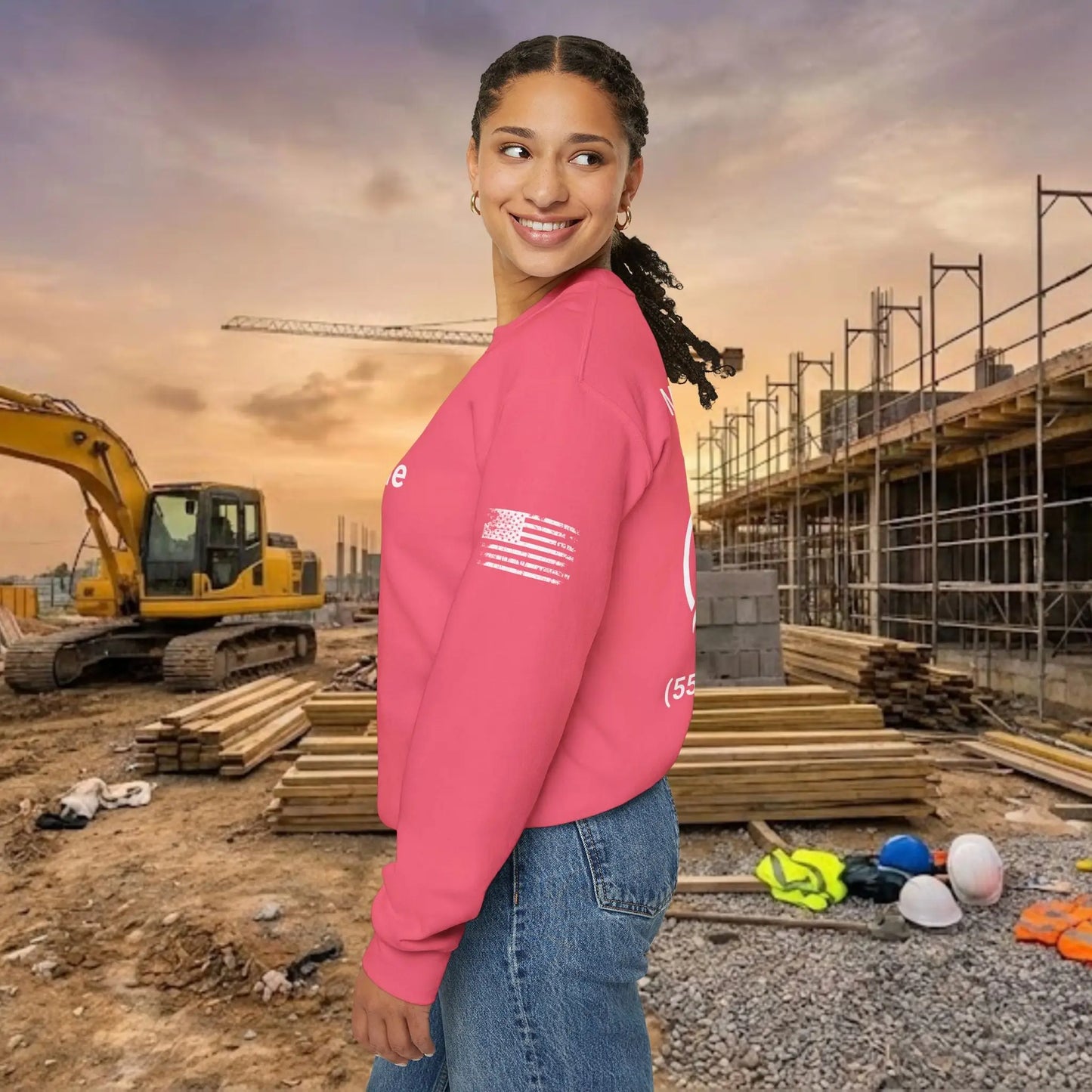 Custom Workwear Crewneck Sweatshirt – Right Chest Logo & Name (Gildan Heavy Blend)