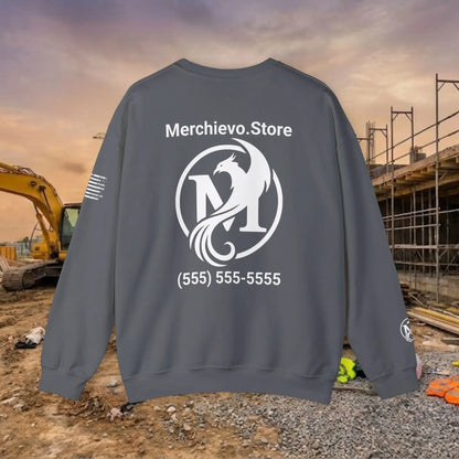 Custom Workwear Crewneck Sweatshirt – Right Chest Logo & Name (Gildan Heavy Blend)