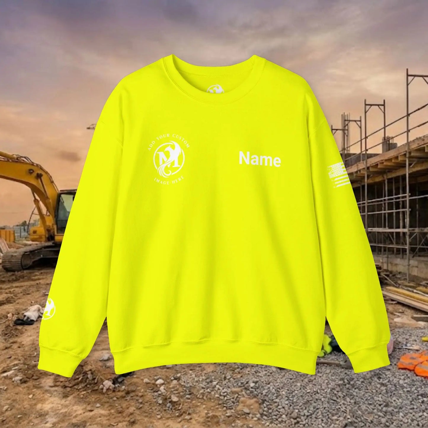 Custom Workwear Crewneck Sweatshirt – Right Chest Logo & Name (Gildan Heavy Blend)