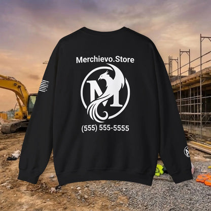 Custom Workwear Crewneck Sweatshirt – Right Chest Logo & Name (Gildan Heavy Blend)
