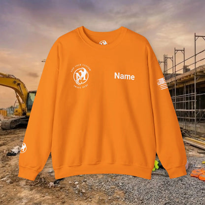 Custom Workwear Crewneck Sweatshirt – Right Chest Logo & Name (Gildan Heavy Blend)