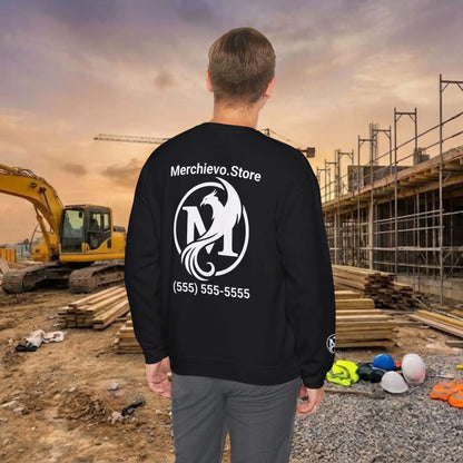 Custom Workwear Crewneck Sweatshirt – Right Chest Logo & Name (Gildan Heavy Blend)