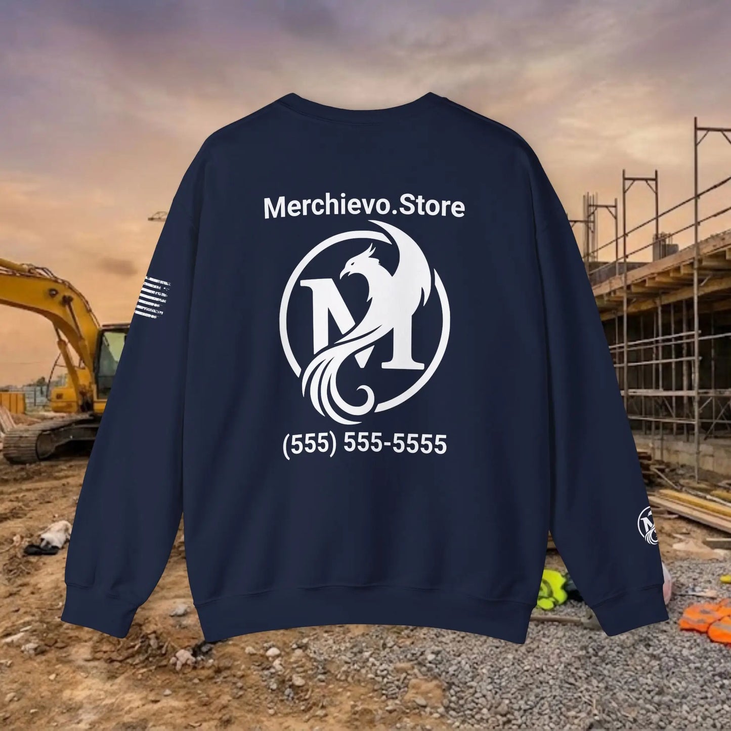 Custom Workwear Crewneck Sweatshirt – Right Chest Logo & Name (Gildan Heavy Blend)
