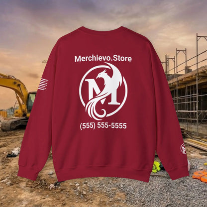Custom Workwear Crewneck Sweatshirt – Right Chest Logo & Name (Gildan Heavy Blend)