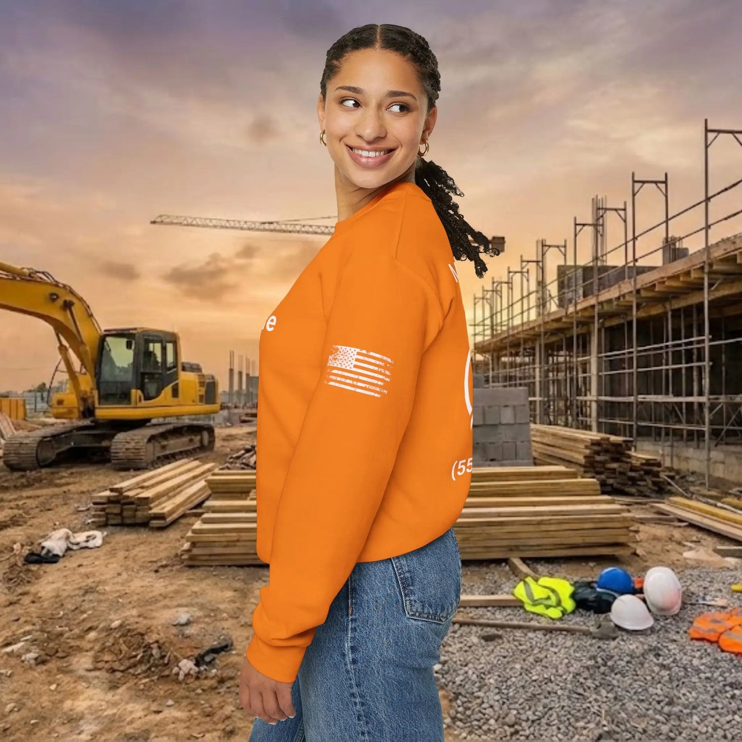 Custom Workwear Crewneck Sweatshirt – Right Chest Logo & Name (Gildan Heavy Blend)