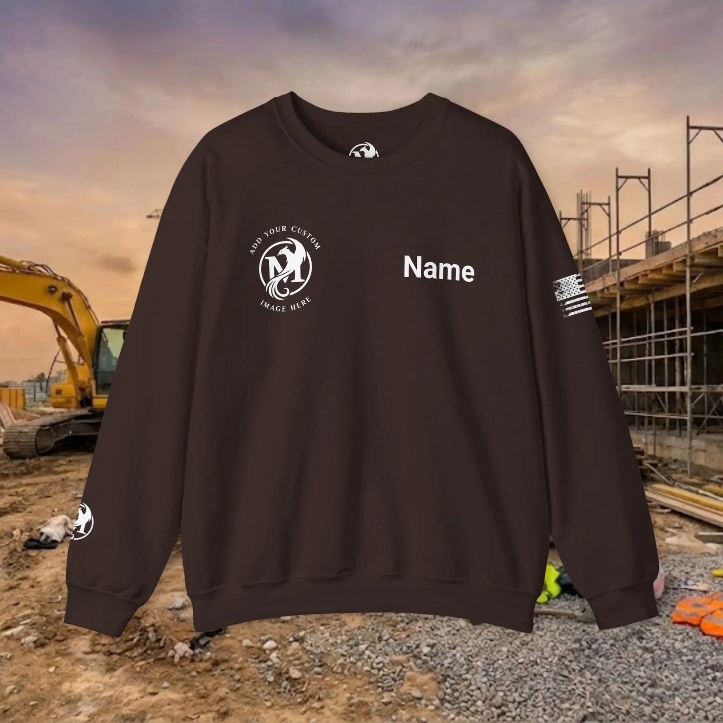 Custom Workwear Crewneck Sweatshirt – Right Chest Logo & Name (Gildan Heavy Blend)