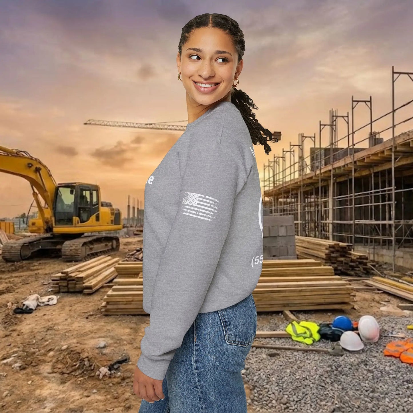 Custom Workwear Crewneck Sweatshirt – Right Chest Logo & Name (Gildan Heavy Blend)