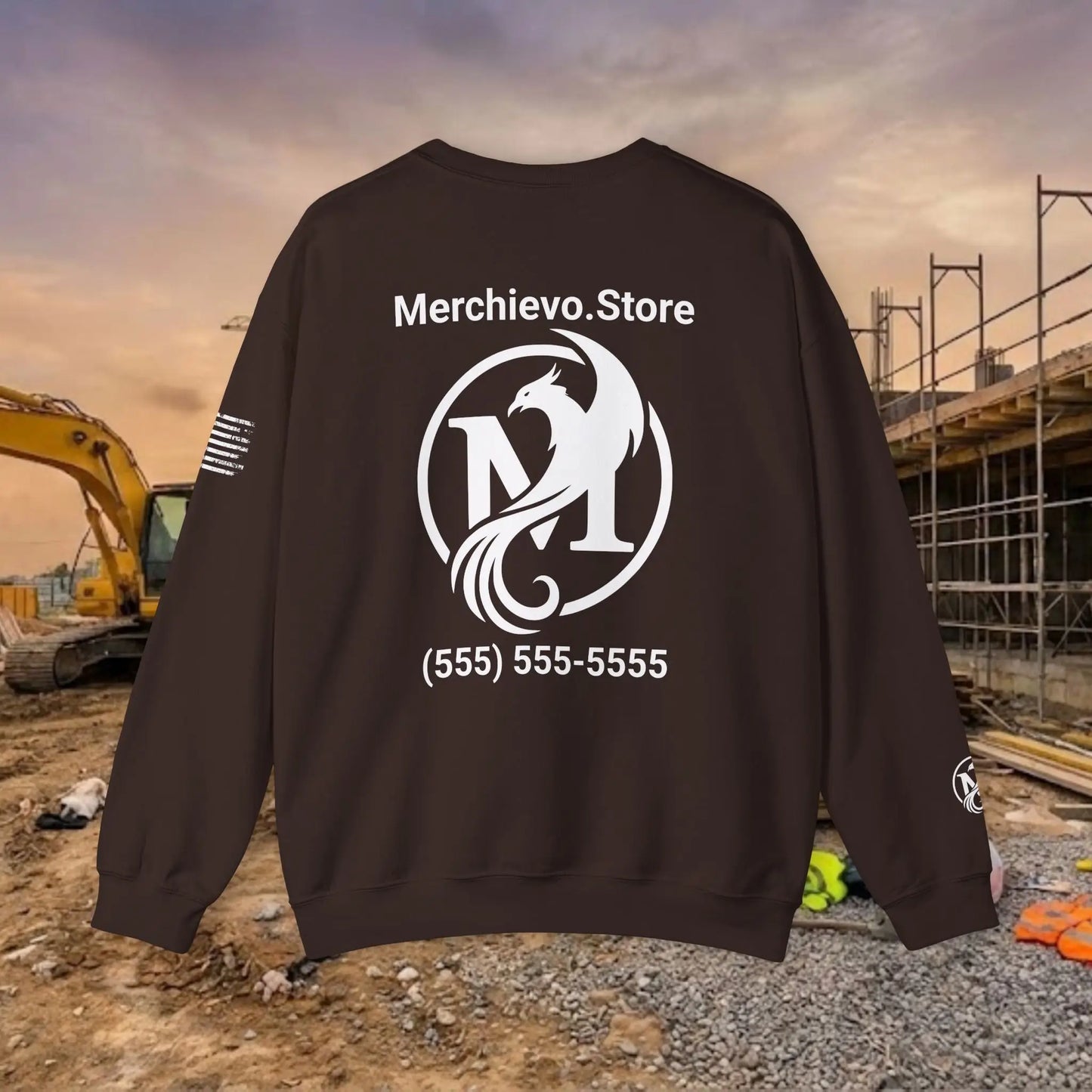 Custom Workwear Crewneck Sweatshirt – Right Chest Logo & Name (Gildan Heavy Blend)