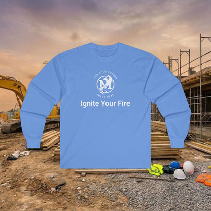 Custom Workwear Long Sleeve T-Shirt - Center Chest Logo & Crew Name (Ultra Cotton)