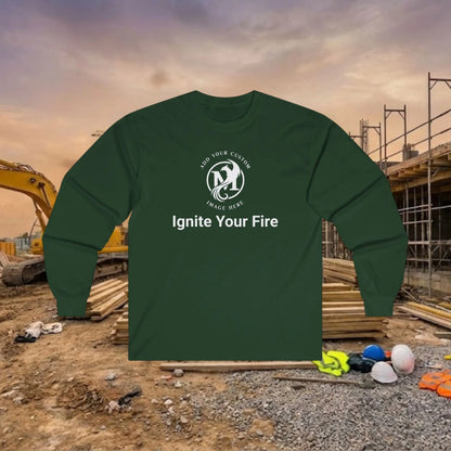 Custom Workwear Long Sleeve T-Shirt - Center Chest Logo & Crew Name (Ultra Cotton)