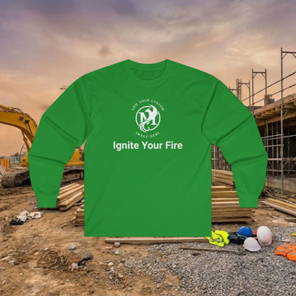 Custom Workwear Long Sleeve T-Shirt - Center Chest Logo & Crew Name (Ultra Cotton)