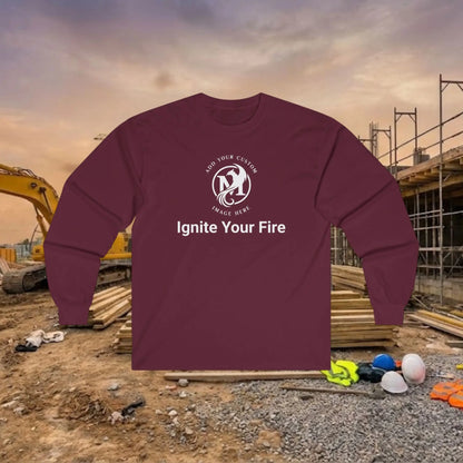 Custom Workwear Long Sleeve T-Shirt - Center Chest Logo & Crew Name (Ultra Cotton)