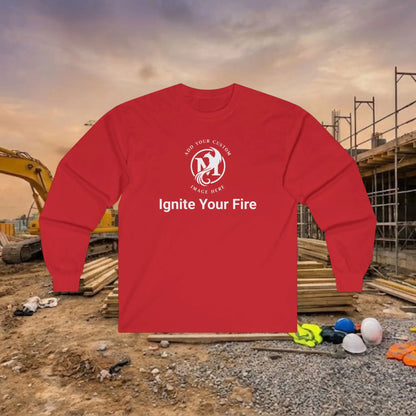 Custom Workwear Long Sleeve T-Shirt - Center Chest Logo & Crew Name (Ultra Cotton)