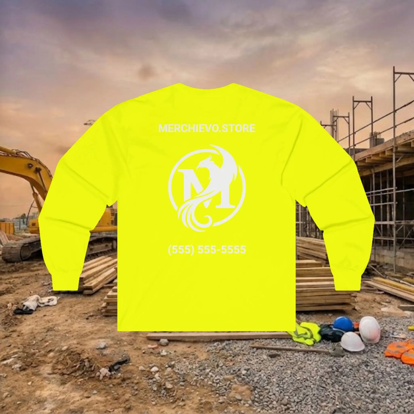 Custom Workwear Long Sleeve T-Shirt - Left Chest Logo & Crew Name (Ultra Cotton)