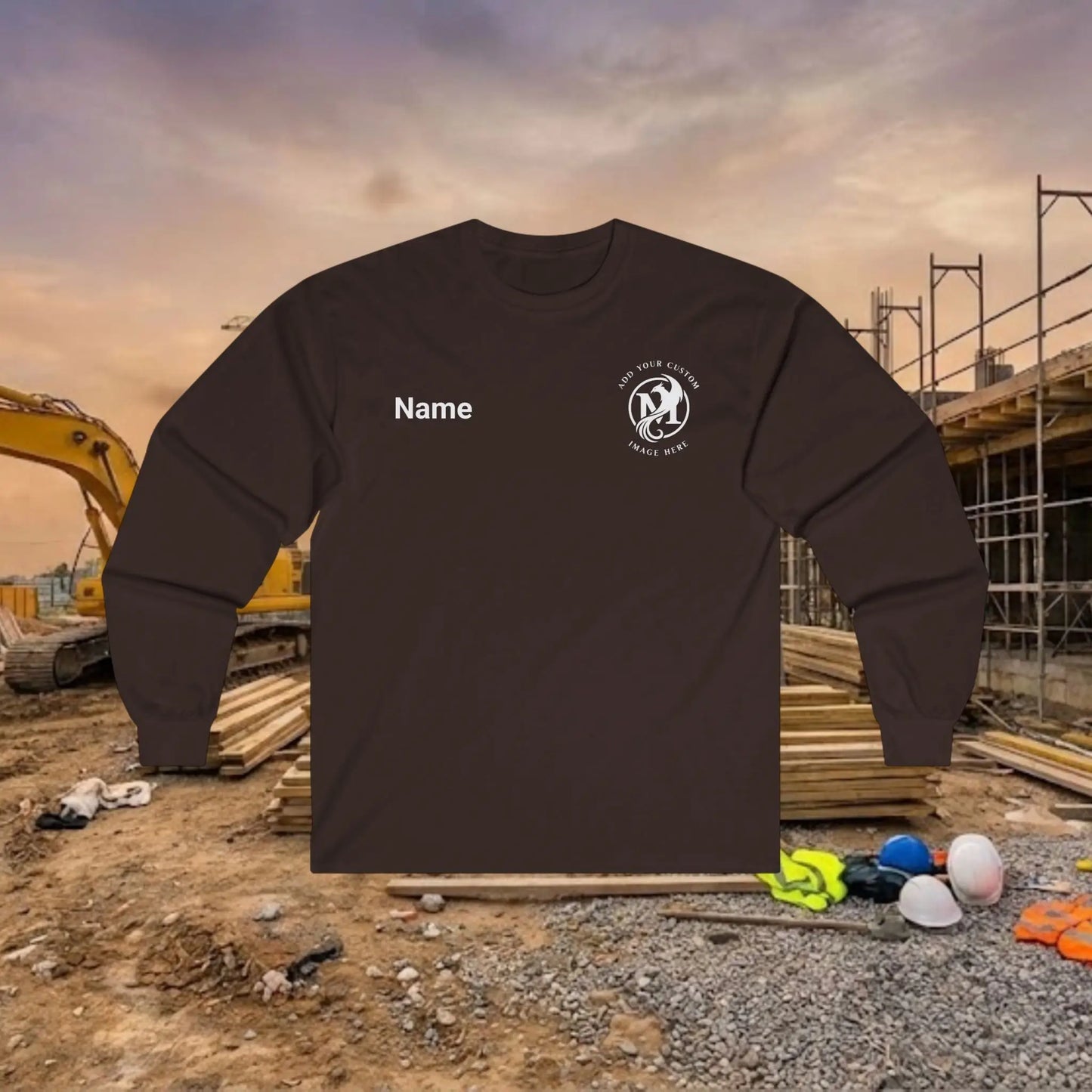 Custom Workwear Long Sleeve T-Shirt - Left Chest Logo & Crew Name (Ultra Cotton)